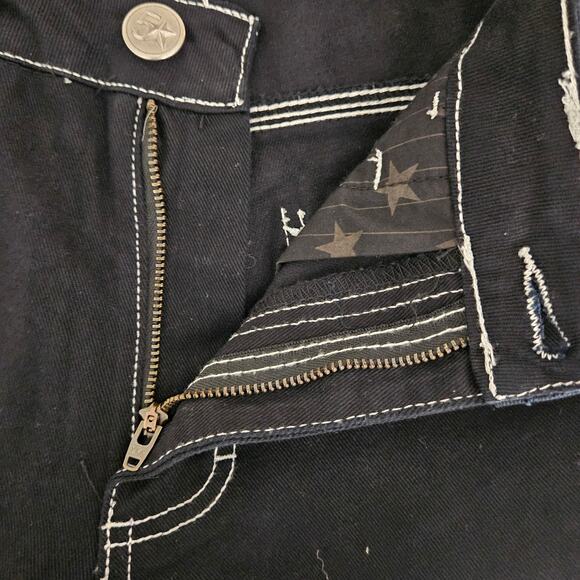 Five Star General Black Wide Leg 100% Cotton Mid Rise Carpenter Jeans 5 / 27 - Picture 10 of 16